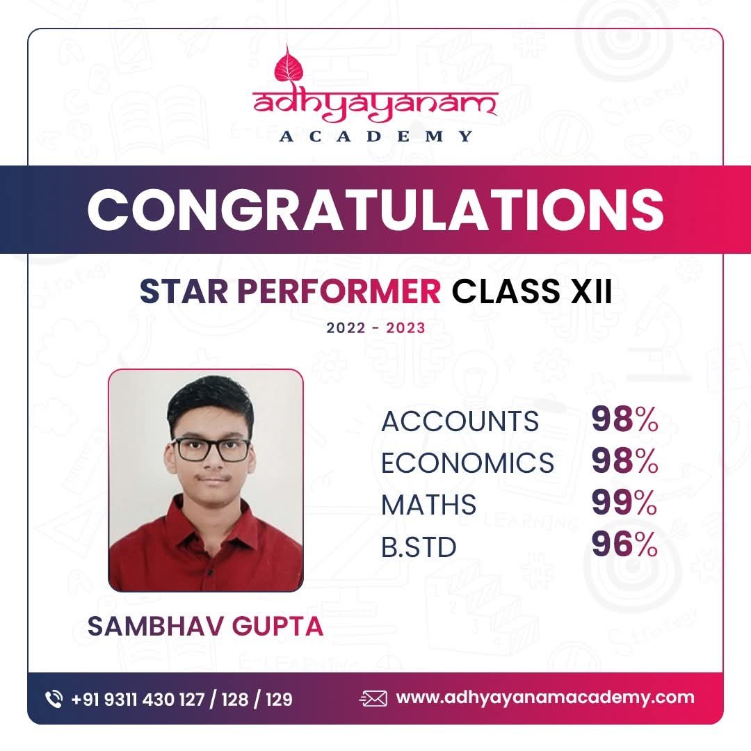 Adhyayanam Topper Sambhav Gupta